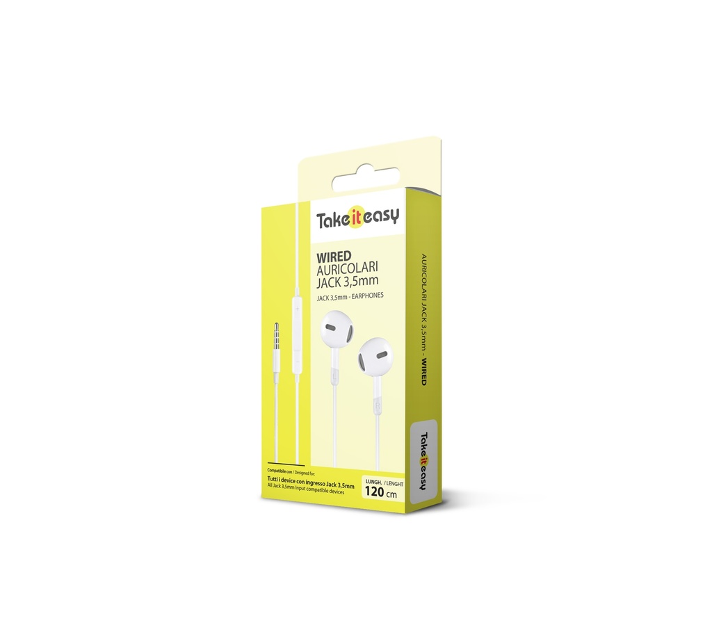 AURICOLARI TAKE IT EASY CON CAVO 1.2MT.  E  JACK 3.5MM