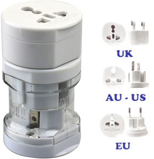 ADATTATORE UNIVERSALE DA VIAGGIO FAEG PER UK-AU-US-EU CON SACCHETTINO MORBIDO