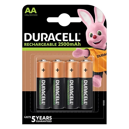 PILE DURACELL RICARICABILE STILO AA  1.2V  2500MAH  NI-MH BL. 4 HR6SLD