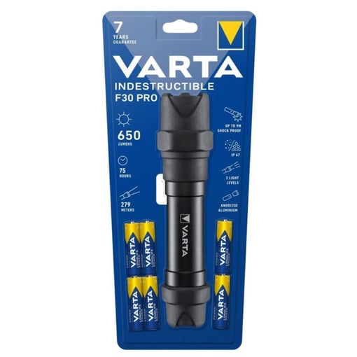 TORCIA VARTA LED INDESTRUCTIBLE F30 PRO 650LM STILO AA  INCLUSE PZ. 6 18714