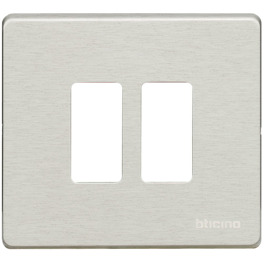 PLACCA BTICINO A 2 MODULI PER SCATOLA ROTONDA IN ALLUMINIO OXIDAL  SERIE  BTICINO MAGIC 