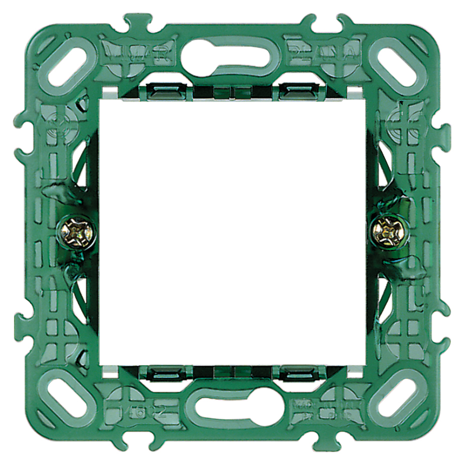 SUPPORTO VIMAR  A 2 MODULI PER SCATOLA ROTONDA CON GRIFFE METALLICHE INT 71 SERIE VIMAR PLANA  