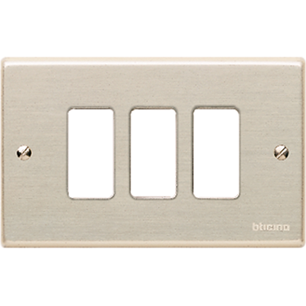 PLACCA BTICINO 3 MODULI CON VITI IN ALLUMINIO ANODIZZATO SERIE  BTICINO MAGIC 
