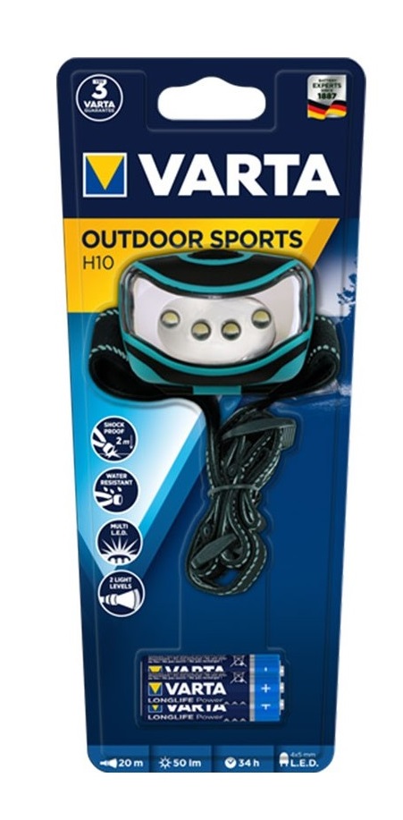 TORCIA VARTA LED DA TESTA SPORTS 50LM 4LED MINISTILO AAA INCLUSE PZ. 3 16630