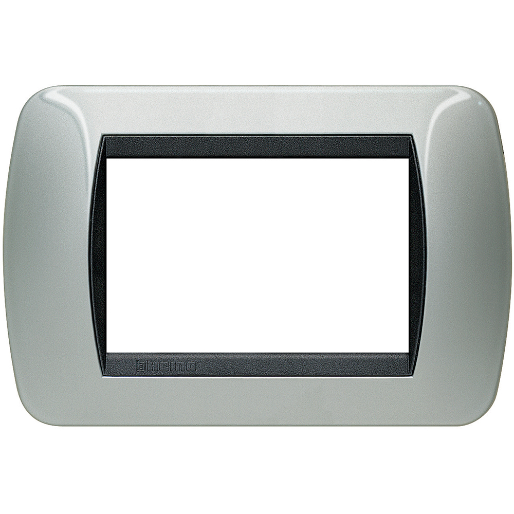 PLACCA BTICINO A 3 MODULI  IN METALLO ALLUMINIO SERIE  BTICINO LIVINGLIGHT E INETRNATIONAL 