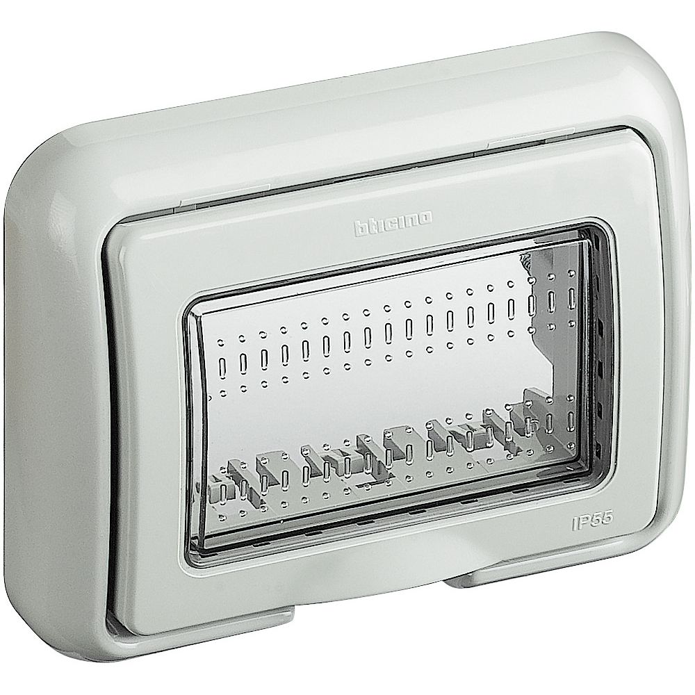 PLACCA BTICINO STAGNA CON SPORTELLO IP55  3 MODULI SERIE BTICINO MATIX 
