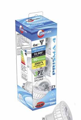 [PR4B045330] LAMPADA LED CENTURY DICROICA GU5.3-MR16 12V 4W 248LM 3000K  BOX 3 PZ 