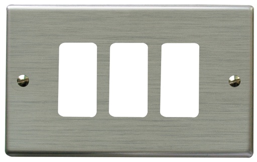 [FG11103] PLACCA FAEG ALLUMINIO ANODIZZATO PAGLIERINO TIPO BTICINO MAGIC 3 POSTI