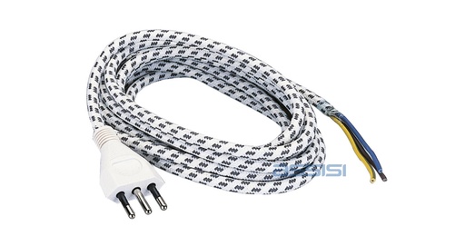 [4028S] CAVO ELETTRICO MED PER FERRO DA STIRO 3X0.75  CABLATO CON SPINA 2P+T S11 10A 2.8 MT 