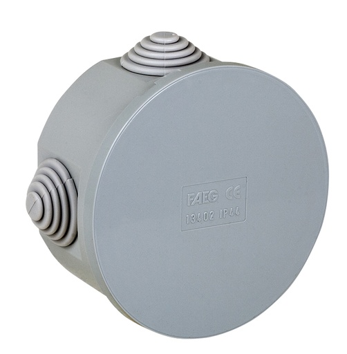 [FG13402] SCATOLA FAEG STAGNA DI DERIVAZIONE TONDA CON COPERCHIO A PRESSIONE IP44  Ø80X40