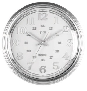 [00816B] OROLOGIO PARETE ABS CROMATO BIANCO 35CM LOWELL **