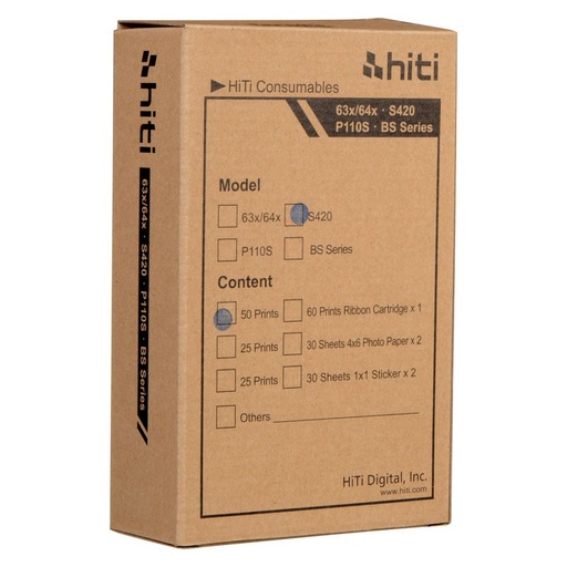 [HTS400P50A6] S420 CARTA+RIBBON S4XX 50 FOGLI 10X15 HI-TI