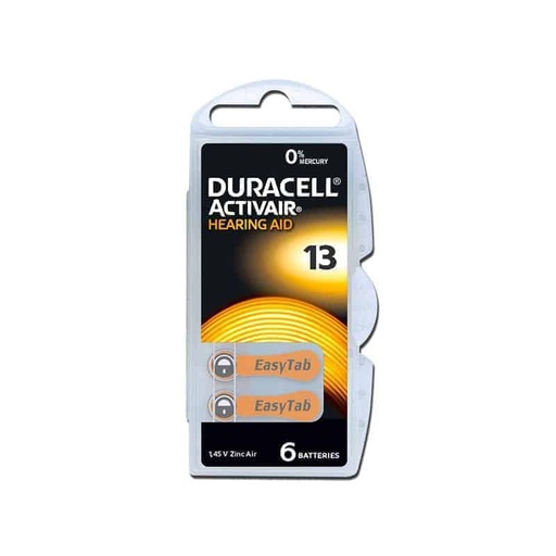 [DA13N] PILE DURACELL ACUSTICA  ZINCO ARIA  BL.6 NEW DA13N