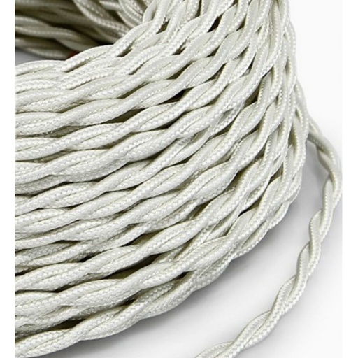 [CEFA02075BITB50] CAVO ELETTRICO TRECCIOLA 2X0.75 TESSUTO BIANCO OTTICO 50MT. IMQ