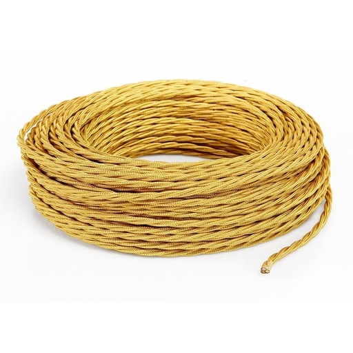 [CEFA03100TO] CAVO ELETTRICO TRECCIOLA 3X1 TESSUTO ORO 100MT. IMQ