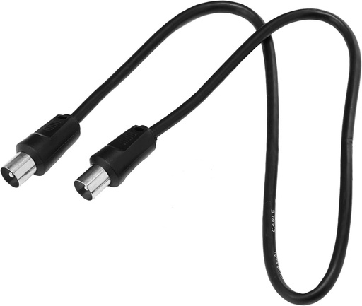 [11507N] CAVO ANTENNA COASSIALE DA SPINA TV A SPINA TV CON ADATTATORE PRESA- PRESA  NERO - 1.5MT