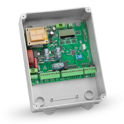 [F03B120PLUS] CENTRALINA BEB PER 1 O 2 MOTORI CON RICEVITORE MULTIFREQUENZA INTEGRATO CON BOX ESTERNO 