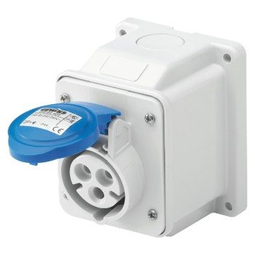 [GEWGW62404] PRESA FISSA DA PARETE A 10° - IP44 - 2P+T 16A 200-250V 50/60HZ BLU 6H
