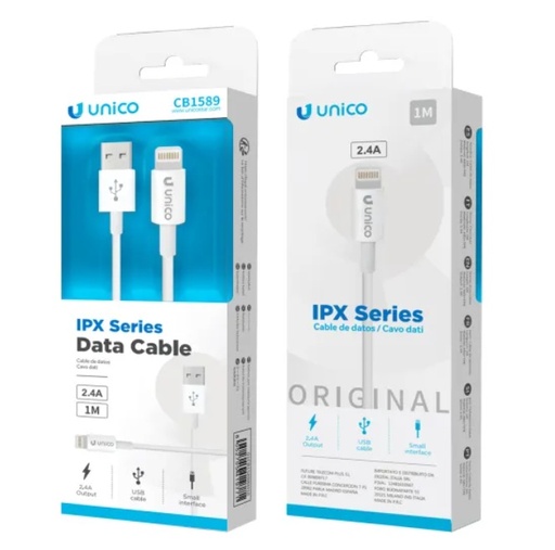[CB1589B] CAVO UNICO DA USB-A A LIGHTNING 2.4A BIANCO 100CM 