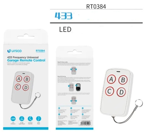 [RT0384B] RADIOCOMANDO UNICO UNIVERSALE  433MHZ CODICE FISSO BIANCO