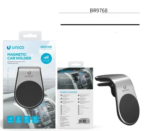 [BR9768AG] SUPPORTO MAGNETICO UNICO IN ALLUMINIO ARGENTO PER AUTO 