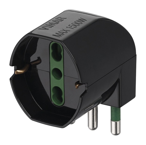 [VIW00305] ADATTATORE CIVILE VIMAR SPINA S17 PRESA 2P+T 16A P30 SCHUKO NERO 