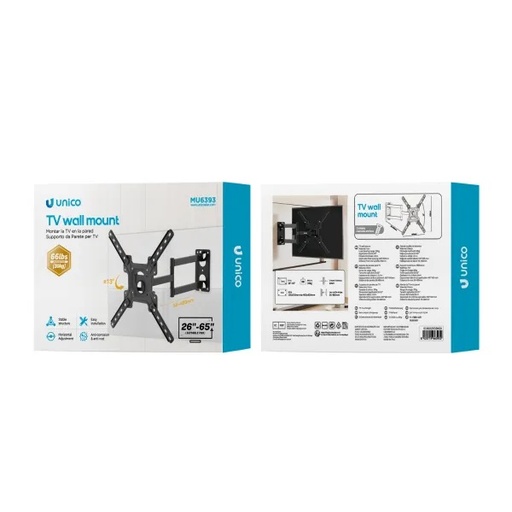 [MU6393] SUPPORTO TV A MURO UNICO PER TV LCD DA 26" A 65" CON 3 SNODI 