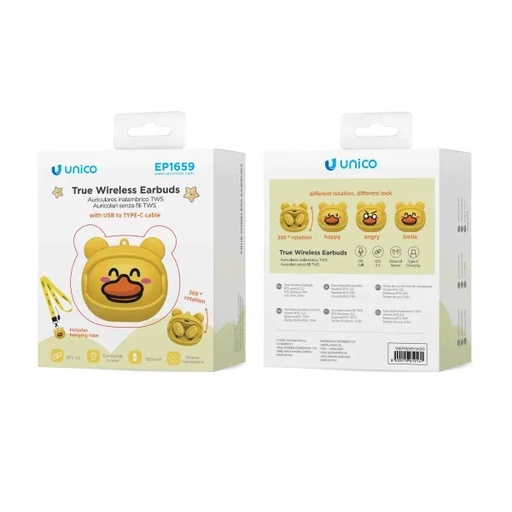 [EP1659] AURICOLARE UNICO BLUETOOTH  VERSIONE PAPERINO IN DOTAZIONE LACCETTO PER CUSTODIA 