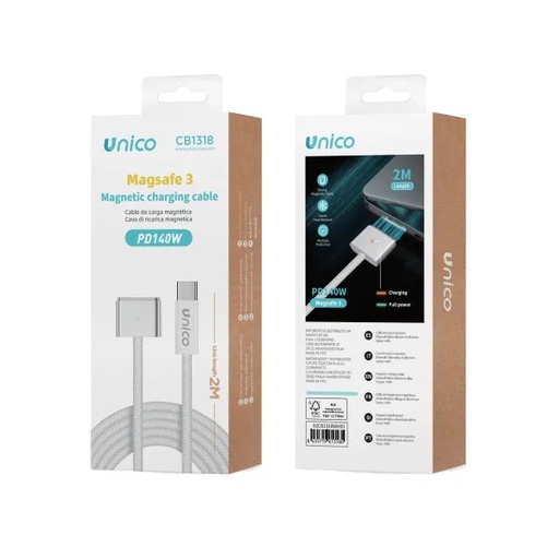 [CB1318B] CAVO UNICO DA USB-C A MAGNETICO MAGSAFE 3 PER COMPUTER 2 MT 