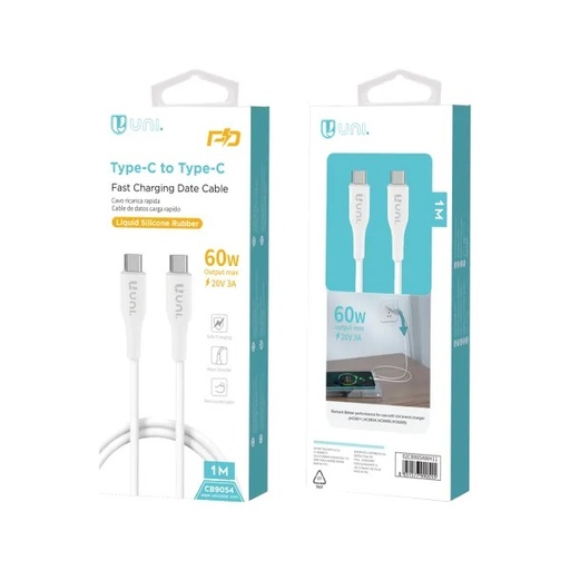 [CB9054B] CAVO UNICO CARICA RAPIDA DA USB-C A USB-C -3A- 60W 100CM