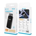 CARICATORE POWERBANK UNICO NERO DA 20000 MAH CON 4 CAVI INTEGRATI 