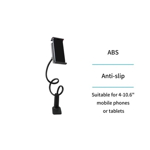 [BR1183] SUPPORTO UNICO PER SMARTPHONE E TABLET DA 4" A 10.6" - ANTI-SLIP ABS NERO