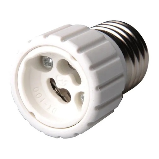 [F0011PA] ADATTATORE FAI PORTALAMPADA SPINA E27 A PRESA GU10  BIANCO TERMOPLASTICO 