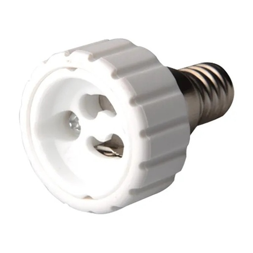 [F0020PA] ADATTATORE LAMPADE DA MASCHIO E14 A FEMMINA GU10 BIANCO TERMOPLASTICO