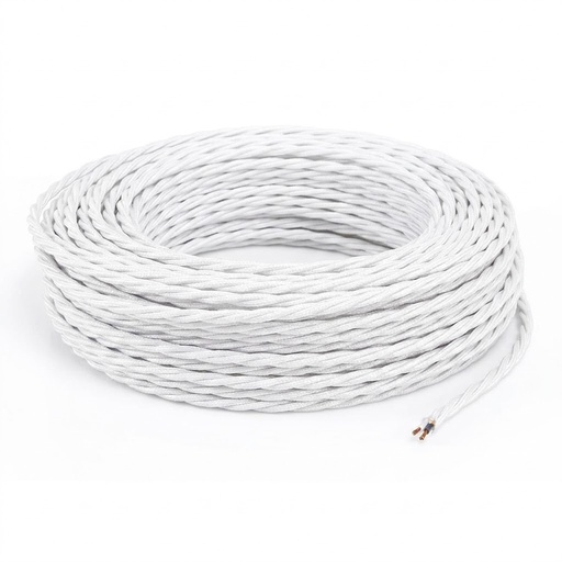[CEFA031BI50] CAVO ELETTRICO TRECCIOLA 3X1 TESSUTO BIANCO OTTICO 50MT. IMQ