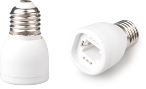 [F0021PA] ADATTATORE LAMPADE DA MASCHIO E27 A FEMMINA G24D BIANCO TERMOPLASTICO