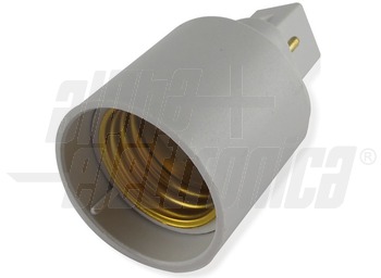 [F0023PA] ADATTATORE FAI PORTALAMPADA DA SPINA G24D-1 A PRESA E27 BIANCO TERMOPLASTICO