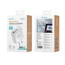 CARICATORE UNICO DA RETE CON 2 USB-C E 1 USB-A POWER DELIVERY 65W CON CERTIFICAZIONE GaN 