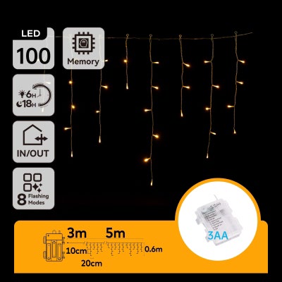 [AI98142] CATENA LUMINOSA A BATT. 3AA CASCATA CORTA ONDULATA 2700K INT/EST