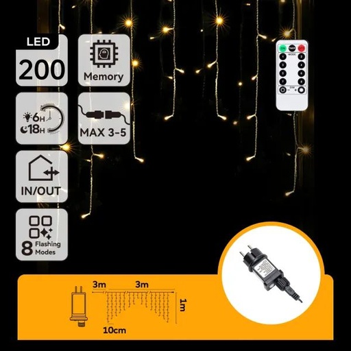 [AI66254] TENDA BASSA TENS.COLL.IN SERIE 2700K 3M+3M*1M 200LED 30FILI IP44