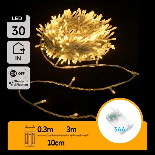 [AI07929] CATENA LUMINOSA 3AA CON LUCI LUCE CALDA 3M IP20 INTERNO