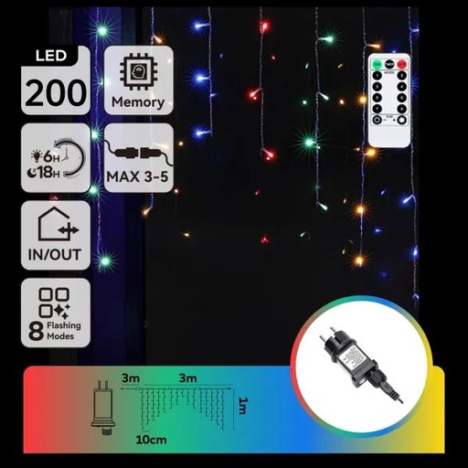 [AI66278] TENDA A ONDA RGBY, 3M+3M*1M, 200LED, 30 FILI, COLL. IN SERIE IP44 30 STRISCE