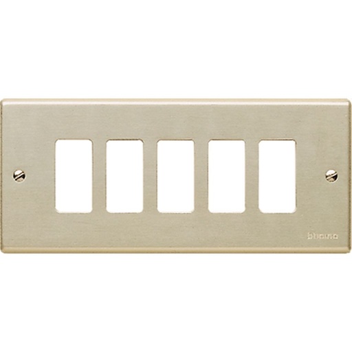 [BTIC5055] PLACCA BTICINO A 5 MODULI  CON VITI IN ALLUMINIO ANODIZZATO SERIE  BTICINO MAGIC 