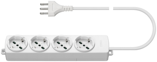 [VIW01292CCB] PRESA MULTIPLA 4 UNIVERSALE+CAVO BIANCO