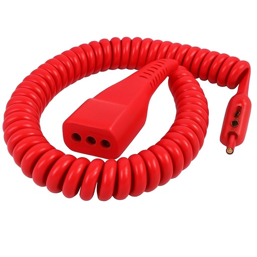 [61100R] PROLUNGA ELETTRICA SPIRALATA 2P+T 10A 3MT 2X0.75MM ROSSO