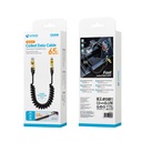 CAVO UNICO 4IN1 CARICA POWER DELIVERY 65W 3A DA USB-A A USB-C , USB-C A LIGHTNING CAVO SPIRALATO 150CM NERO 