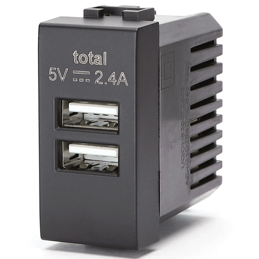 [AI209162] FRUTTO CONTAKT  CON DOPPIA PRESA USB - A  250V TIPO BTICINO LIVING - INTERNATIONAL 