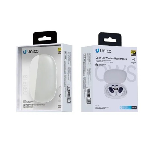 [EP6086B] AURICOLARI UNICO BLUETOOTH OWS ( OPEN WEARABLE STEREO ) CON ARCHETTO PADIGLIONE AURICOLARE CON DISPLAY DIGITALE BIANCO