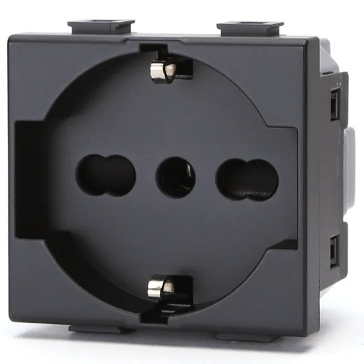 [AI209353] FRUTTO CONTAKT PRESA SCHUKO 16A + TERRA CENTRALE DA INCASSO 10/16A 250V NERO TIPO BTICINO MATIX