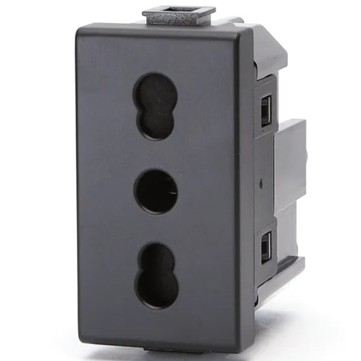 [AI209346] FRUTTO CONTAKT PRESA BIVALENTE 10/16A DA INCASSO 10/16A 250V NERA  TIPO BTICINO MATIX